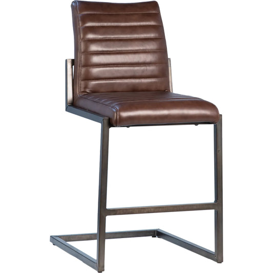 Tess Leather Counter Stool in Vintage Brown by Arch & Plane in vintage brown, black. Made from top grain leather in a modern style.