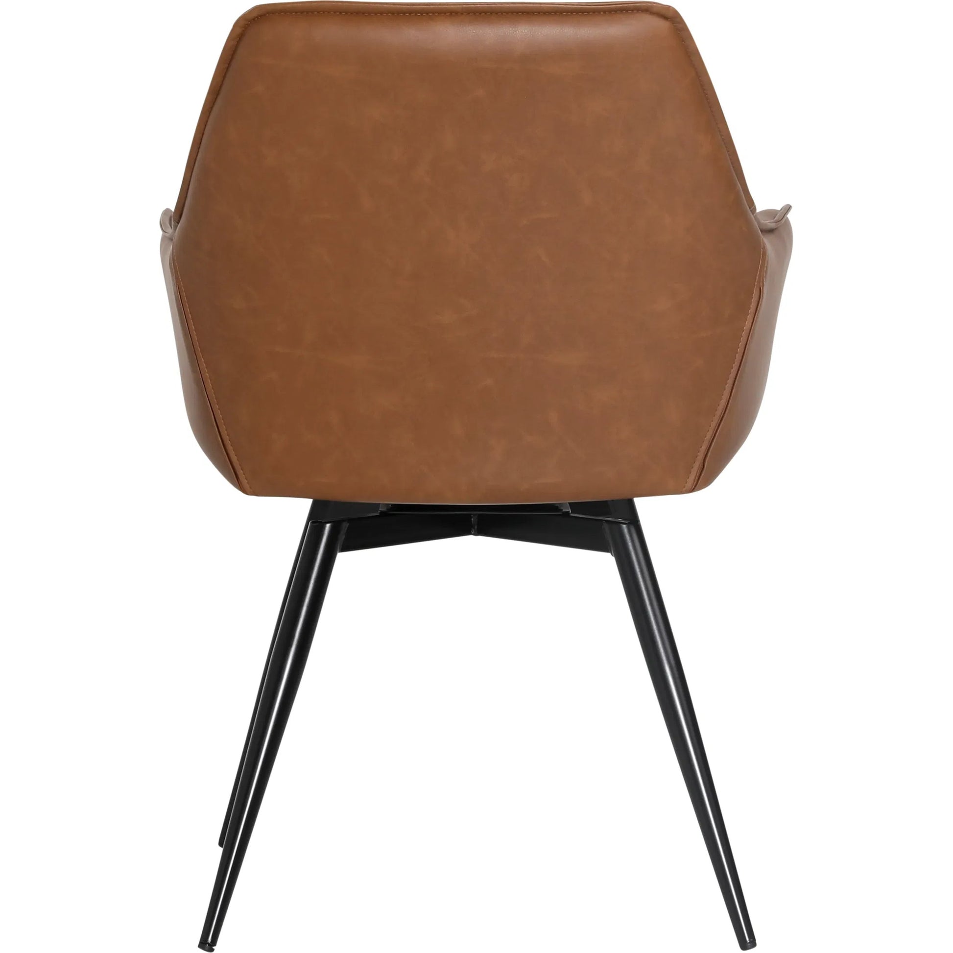 Dannie Dining Chair by Arch & Plane in antique brown, black powder coated legs. Made from pu leather, iron in a traditional style.