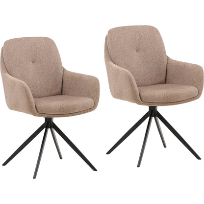 Darren Dining Chair (Set of 2) by Arch & Plane in sand. Made from polyester upholstery, iron in a transitional style.