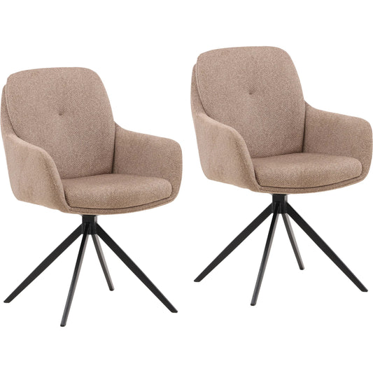 Ravena Dining Chair (Set of 2) by Arch & Plane in sand. Made from polyester upholstery, iron in a unique style.