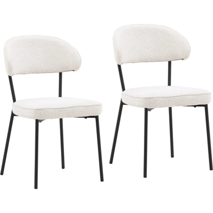 Mira Dining Chair (Set of 2) by Arch & Plane in cream. Made from polyester upholstery, iron in a modern style.