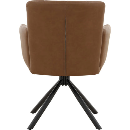 Dakota Dining Chair (Set of 2) by Arch & Plane in cognac. Made from vegan leather, iron in a traditional style.
