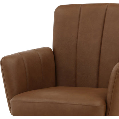 Dakota Dining Chair (Set of 2) by Arch & Plane in cognac. Made from vegan leather, iron in a traditional style.