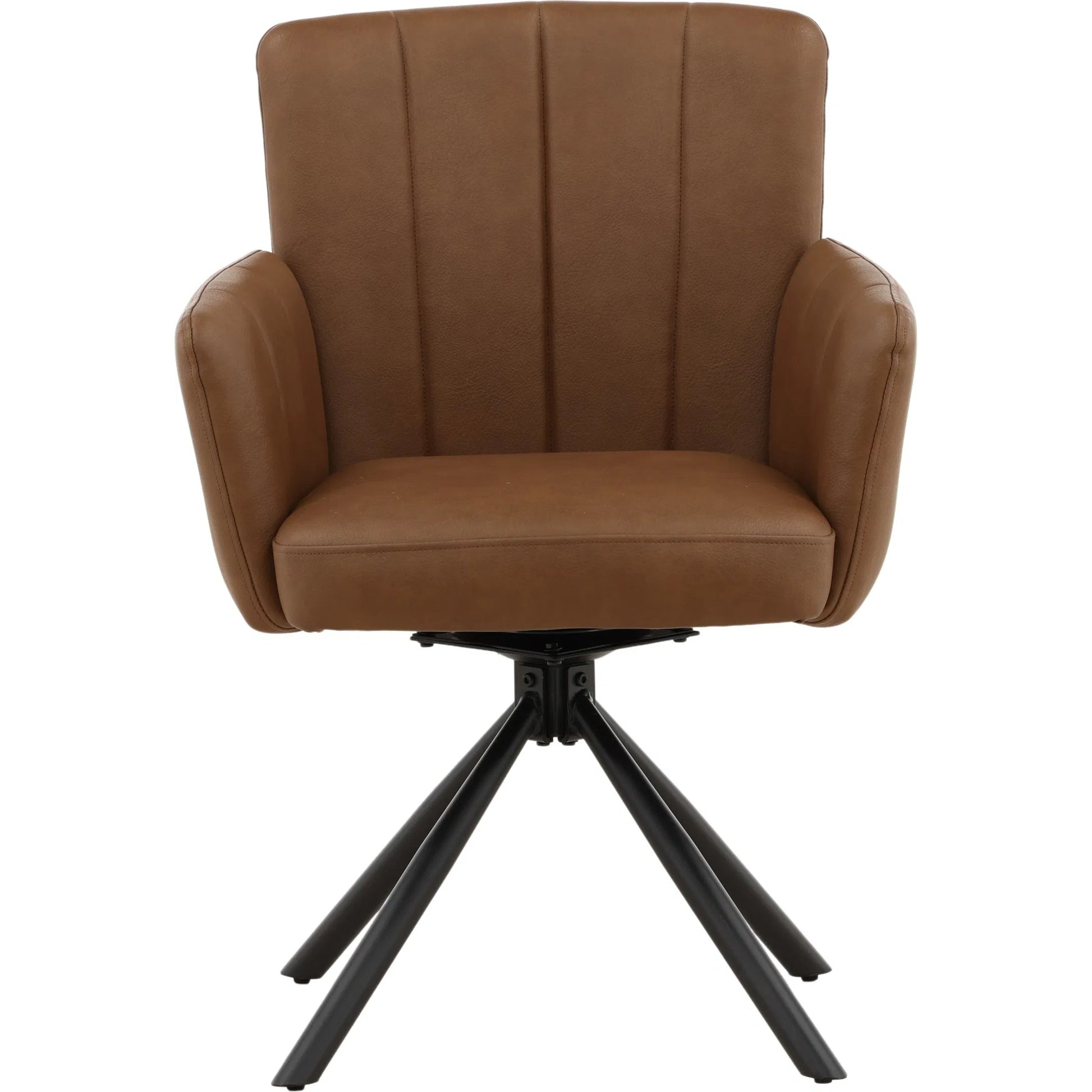 Dakota Dining Chair (Set of 2) by Arch & Plane in cognac. Made from vegan leather, iron in a traditional style.