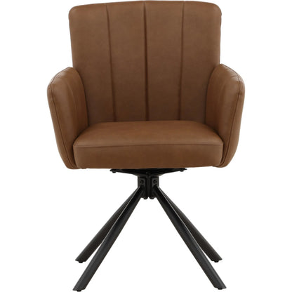 Dakota Dining Chair (Set of 2) by Arch & Plane in cognac. Made from vegan leather, iron in a traditional style.