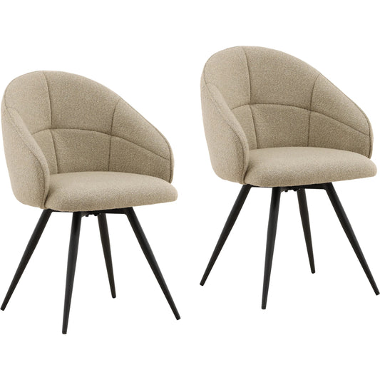 Brice Dining Chair (Set of 2) by Arch & Plane in cloud sand, black. Made from boucle fabric, steel in a unique style.