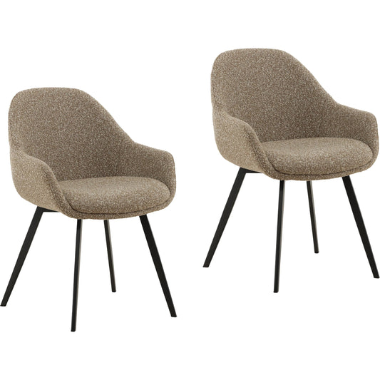 Shauna Dining Chair Coffee (Set of 2) by Arch & Plane in cloud coffee. Made from boucle fabric in a unique style.