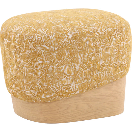 Wendy Stool by Arch & Plane in yellow, light natural. Made from polyester fabric, oak veneer in a unique style.