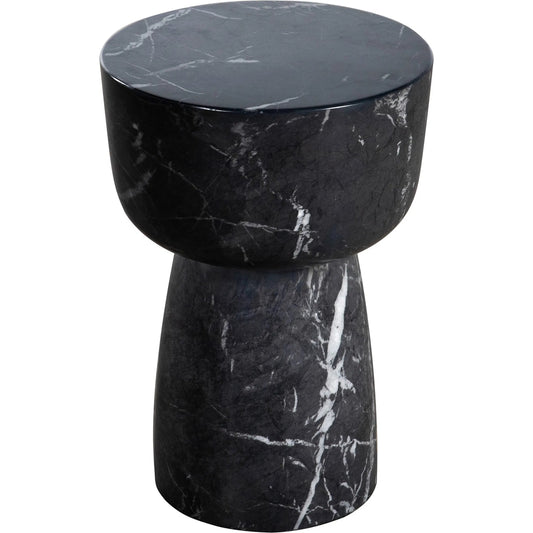 Benton Faux Marble Side Table by Arch & Plane in black, white and water-transferred black marble print finish. Made from lightweight concrete in a modern style.