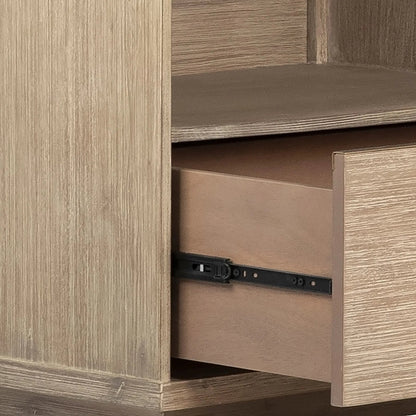 Zoraida Modern Storage Nightstand by Arch & Plane in natural, brown and light warm wash sealed finish. Made from acacia wood in a modern style.