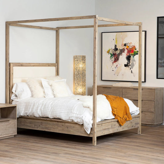 Finn Modern Storage Nightstand by Arch & Plane in natural, brown and light warm wash sealed finish. Made from acacia wood in a modern style.