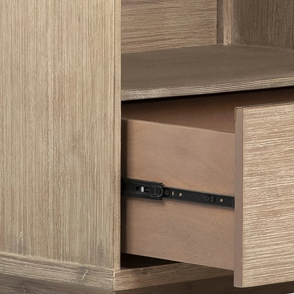 Zoraida Modern Storage Nightstand by Arch & Plane in natural, brown and light warm wash sealed finish. Made from acacia wood in a modern style.