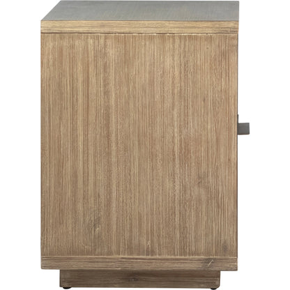 Zoraida Modern Storage Nightstand by Arch & Plane in natural, brown and light warm wash sealed finish. Made from acacia wood in a modern style.