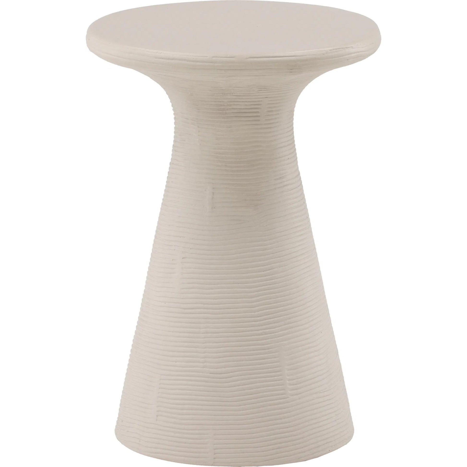 Peggie Side Table by Arch & Plane in ivory. Made from lightweight concrete in a transitional style.