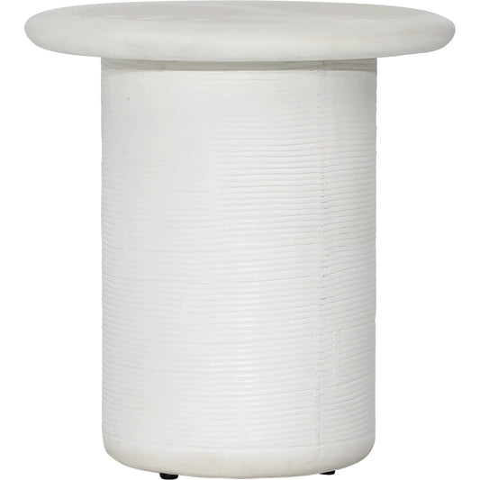 Marnie Side Table by Arch & Plane in white. Made from lightweight concrete in a unique style.