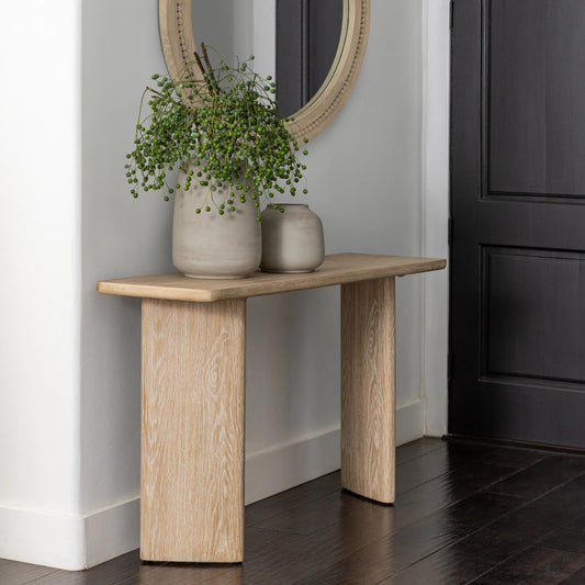 Indira Console by Arch & Plane in whitewash. Made from oak wood, oak veneer in a unique style.