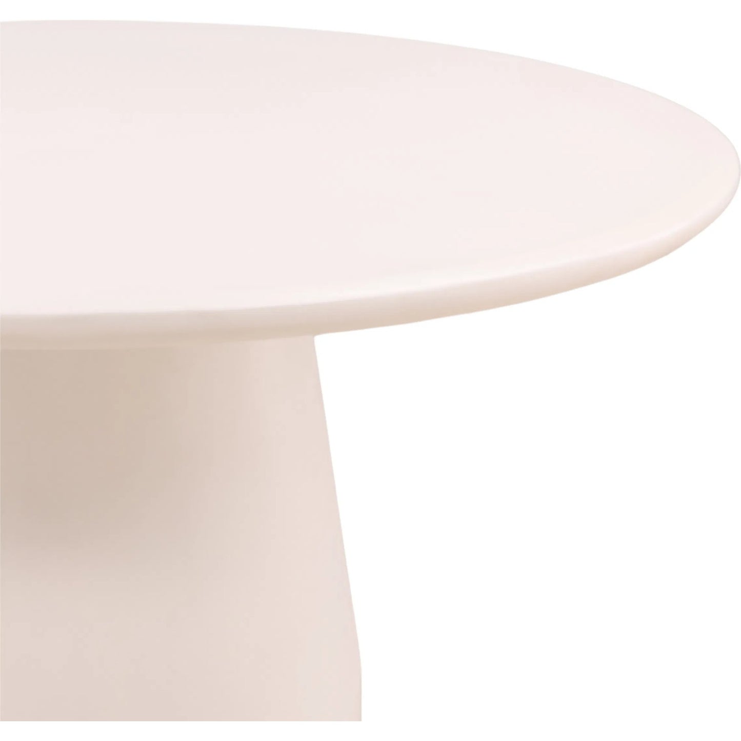 003 SI-2532872 | Closeup | Shad Round Outdoor Dining Table by Arch & Plane in ivory. Made from lightweight concrete in a unique style.