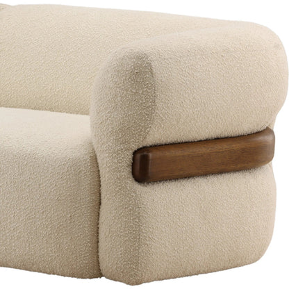 Antwan Sofa by Arch & Plane in olana cream, brown. Made from boucle fabric, oak wood in a unique style.