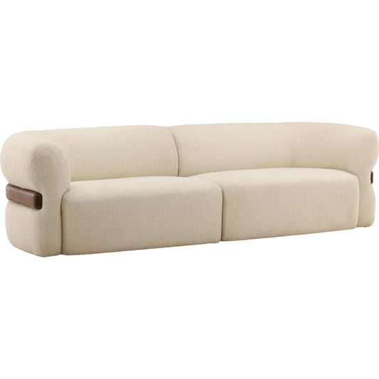 Antwan Sofa by Arch & Plane in olana cream, brown. Made from boucle fabric, oak wood in a unique style.