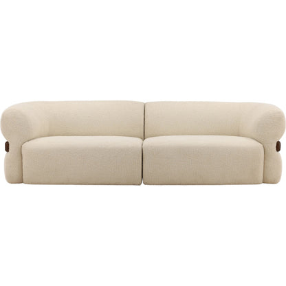 Antwan Sofa by Arch & Plane in olana cream, brown. Made from boucle fabric, oak wood in a unique style.