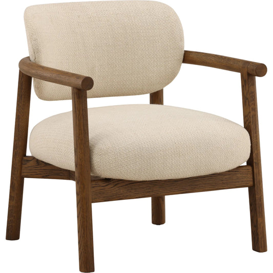 Warren Occasional Chair by Arch & Plane in light sand, brown. Made from linen blend fabric, oak wood in a unique style.