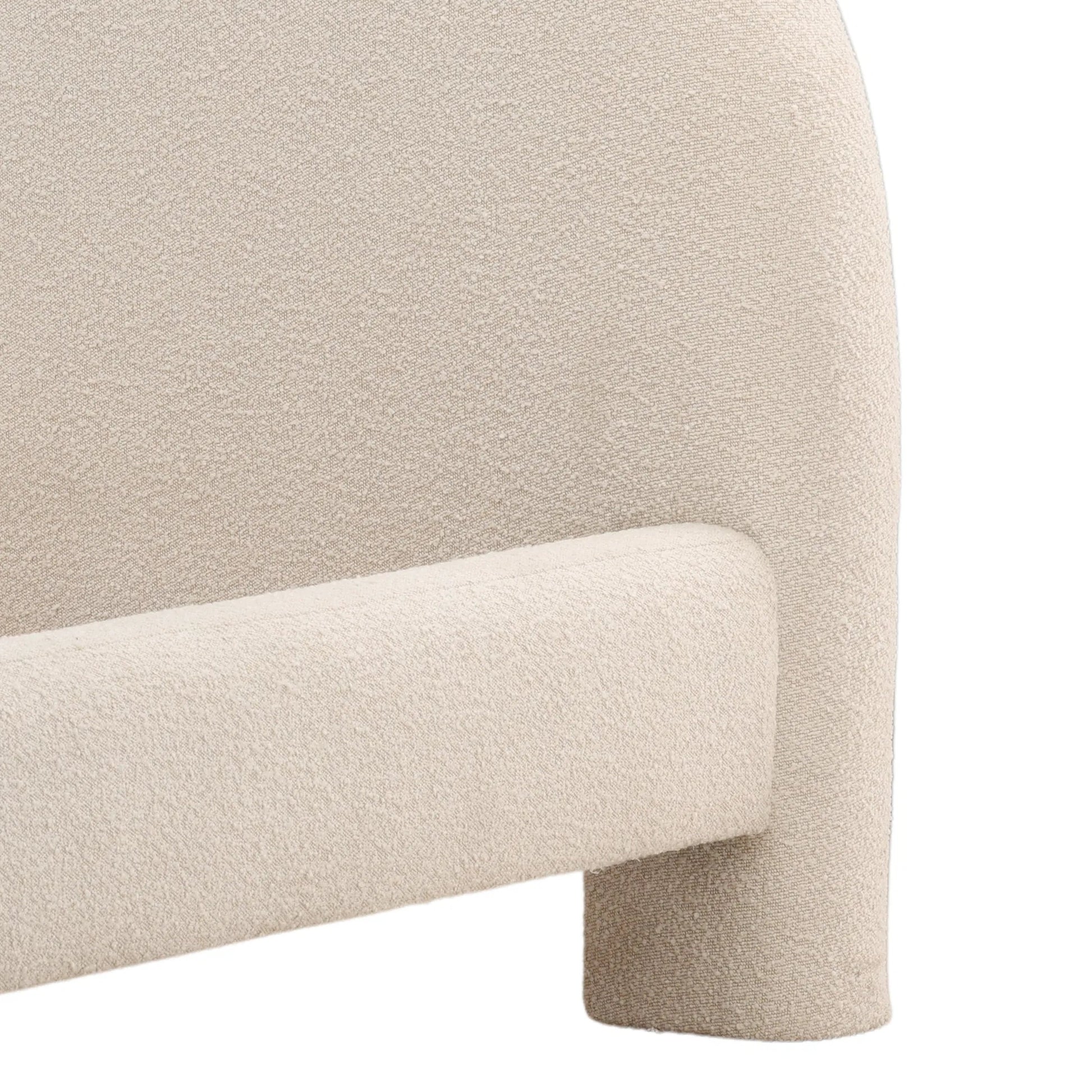 Davey Bed by Arch & Plane in cream. Made from boucle fabric in a unique style.