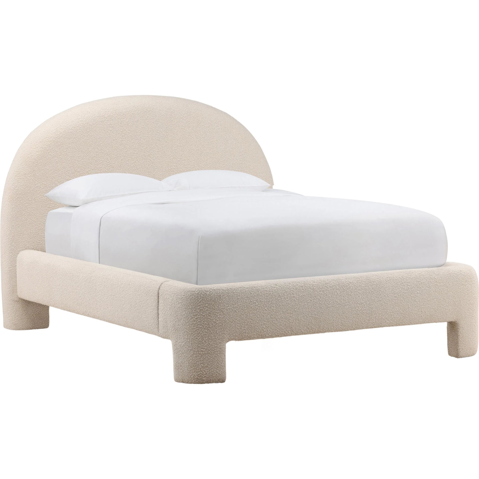 Davey Bed by Arch & Plane in cream. Made from boucle fabric in a unique style.