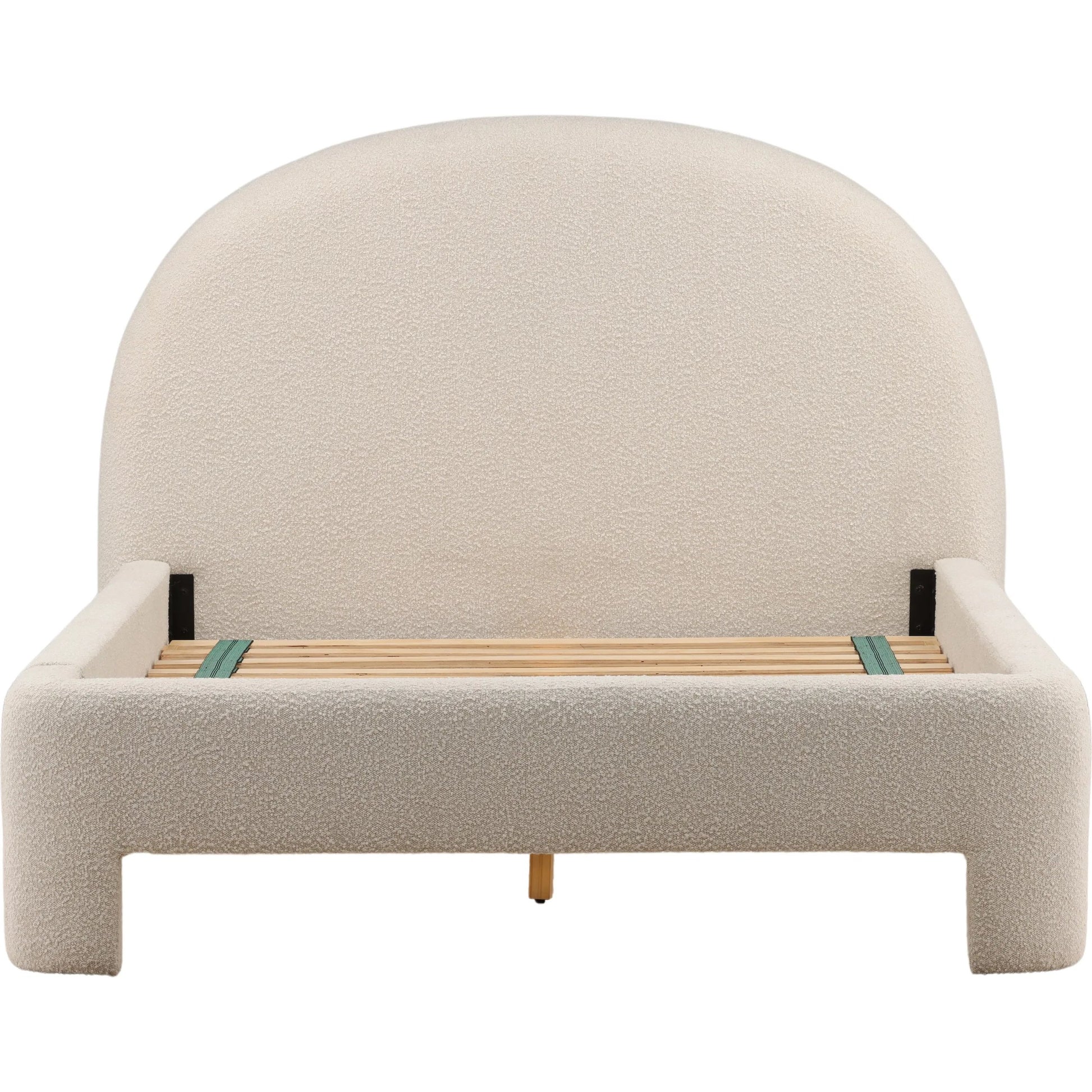 Davey Bed by Arch & Plane in cream. Made from boucle fabric in a unique style.