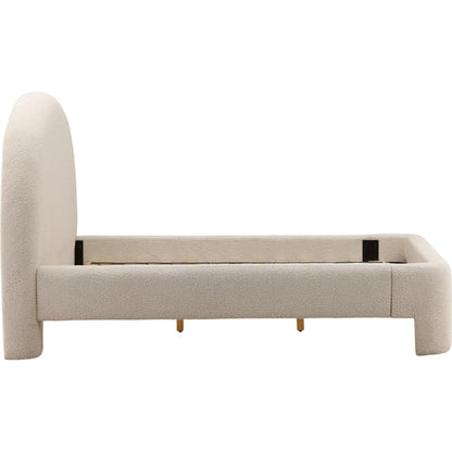 Davey Bed by Arch & Plane in cream. Made from boucle fabric in a unique style.