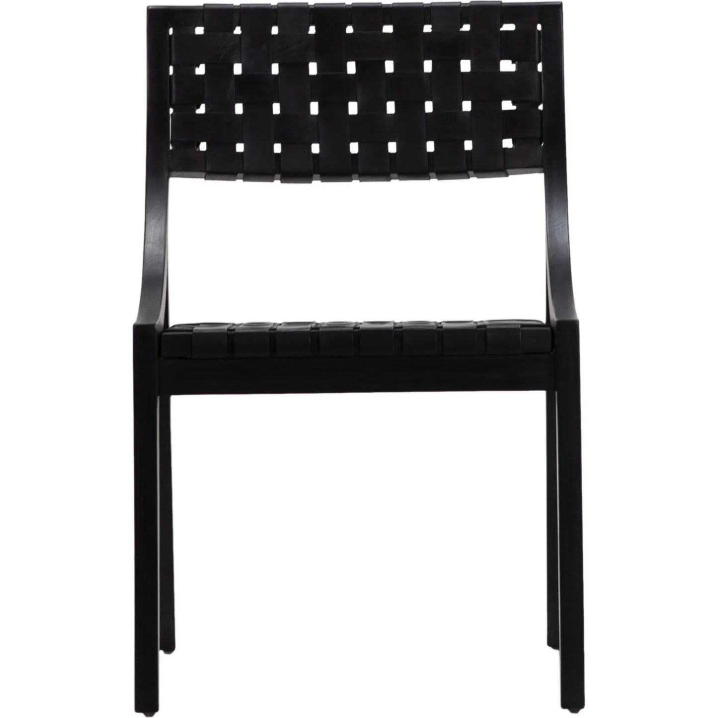 002 SI-1924454 | Additional Silo | Granville Black Teak and Black Woven Leather Chair by Arch & Plane in black and black. Made from full grain leather in a modern style.