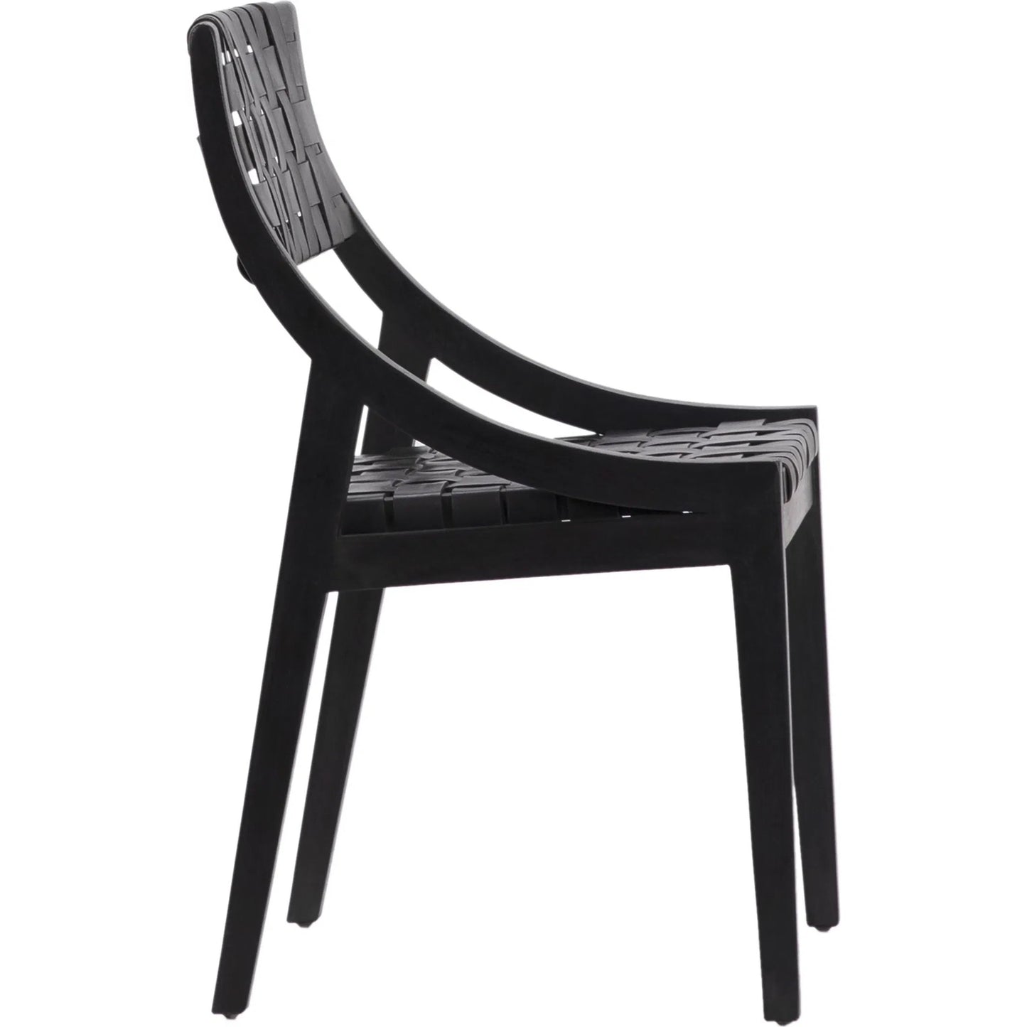 003 SI-1924454 | Additional Silo | Granville Black Teak and Black Woven Leather Chair by Arch & Plane in black and black. Made from full grain leather in a modern style.