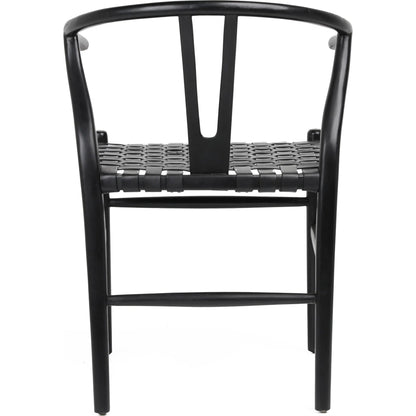 Bernice Dining Chair by Arch & Plane. Made from full grain leather upholstery woven on a teak wood frame in a unique style.