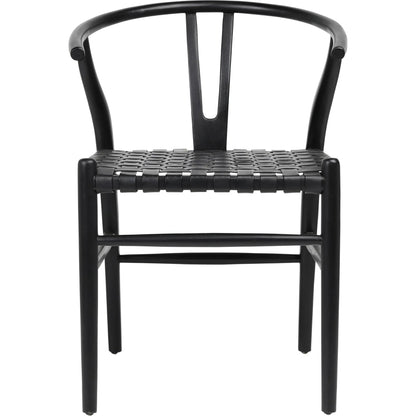 Bernice Dining Chair by Arch & Plane. Made from full grain leather upholstery woven on a teak wood frame in a unique style.