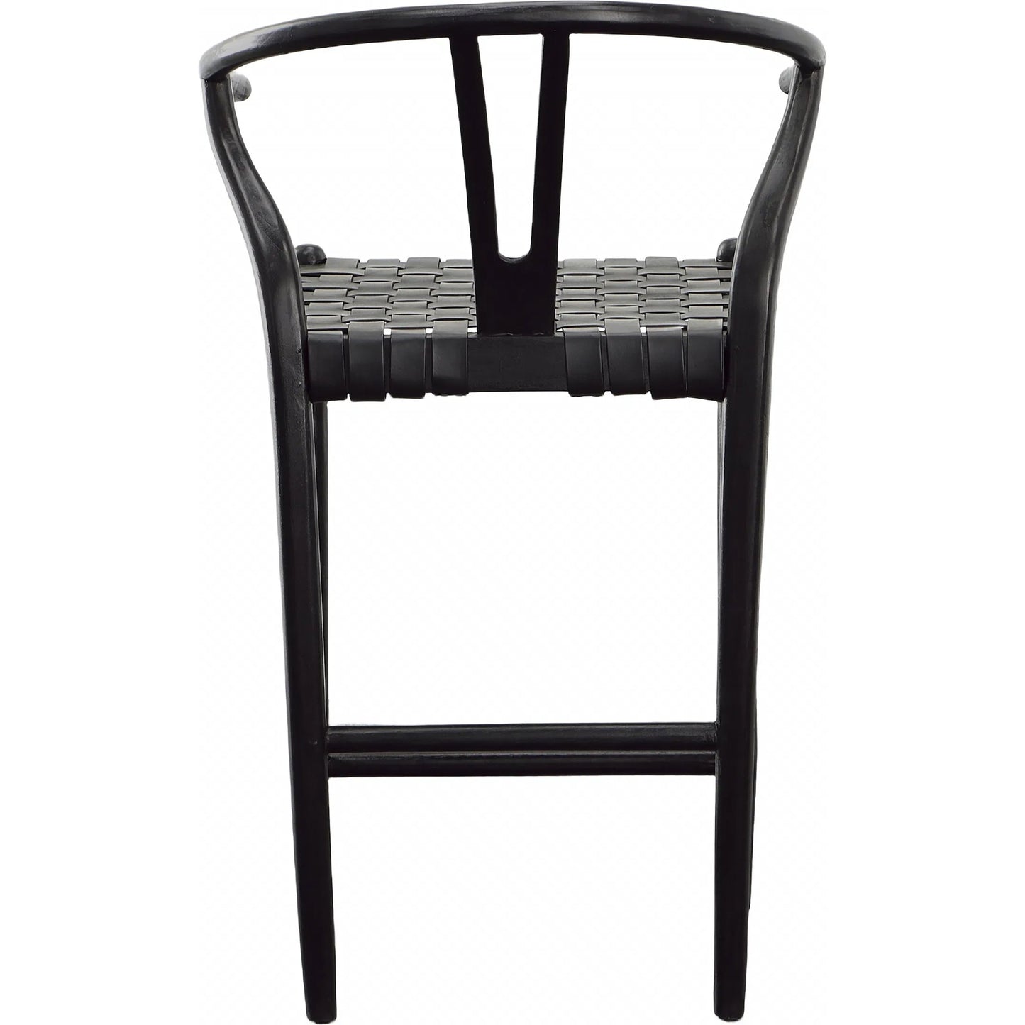 005 SI-2350664 | Additional Silo | Bernice Counter Stool by Arch & Plane in antique black. Made from teak wood frame with full grain leather weave in a unique style.