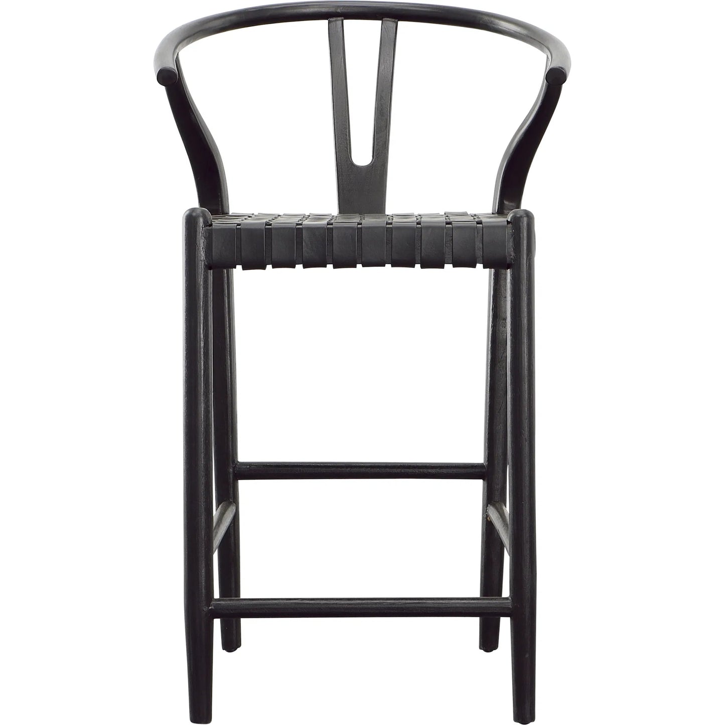 003 SI-2350664 | Additional Silo | Bernice Counter Stool by Arch & Plane in antique black. Made from teak wood frame with full grain leather weave in a unique style.