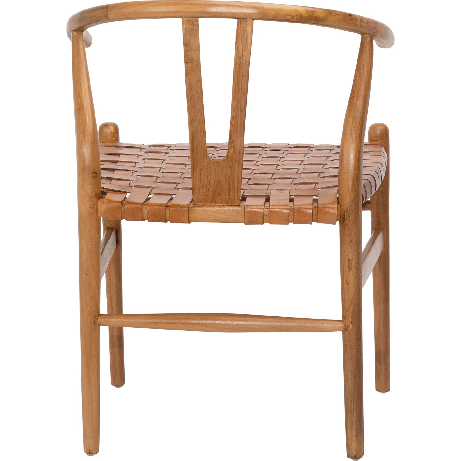 Bernice Dining Chair by Arch & Plane. Made from full grain leather upholstery woven on a teak wood frame in a unique style.