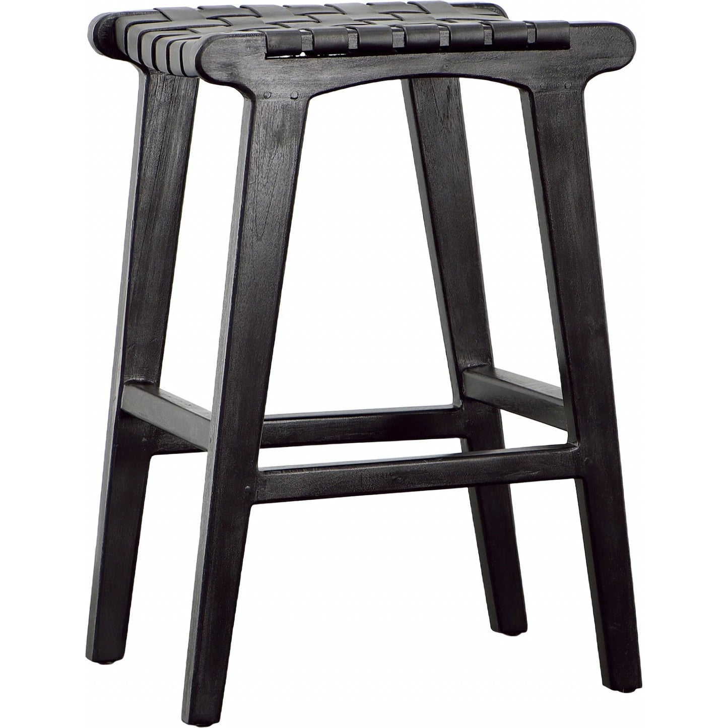 001 SI-2350666 | Primary Silo | Dale Backless Counter Stool by Arch & Plane in antique black. Made from teak wood, full grain leather in a modern style.