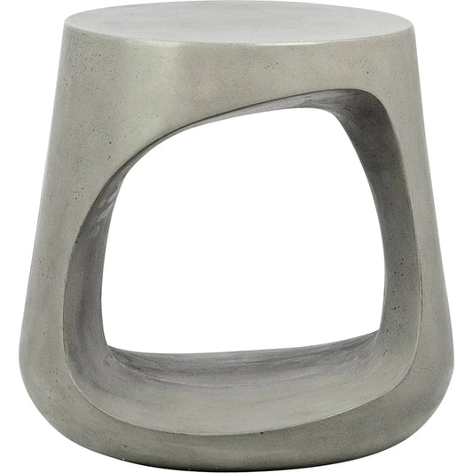 Kavik Outdoor Side Table by Arch & Plane in grey concrete finish with acrylic seal. Made from lightweight concrete in a unique style.