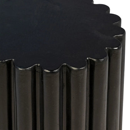 Ferrah Round Outdoor Concrete Side Table by Arch & Plane in black and antique black paint with acrylic sealed finish. Made from lightweight concrete in a modern style.