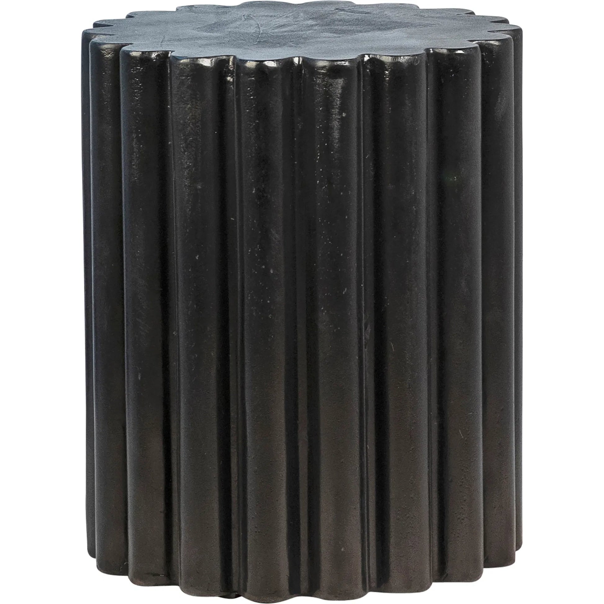 Ferrah Round Outdoor Concrete Side Table by Arch & Plane in black and antique black paint with acrylic sealed finish. Made from lightweight concrete in a modern style.