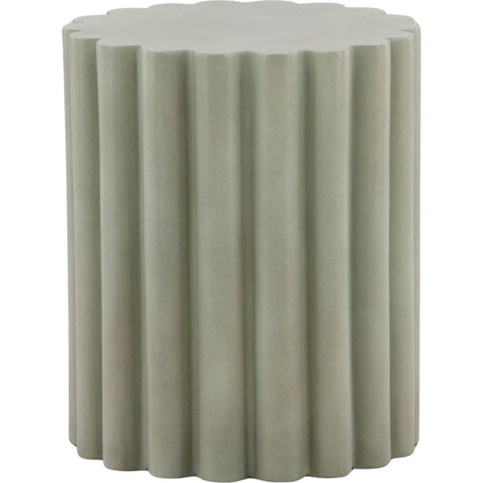 Aleen Outdoor Side Table by Arch & Plane in pastel green. Made from lightweight concrete in a unique style.