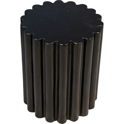 Ferrah Round Outdoor Concrete Side Table by Arch & Plane in black and antique black paint with acrylic sealed finish. Made from lightweight concrete in a modern style.