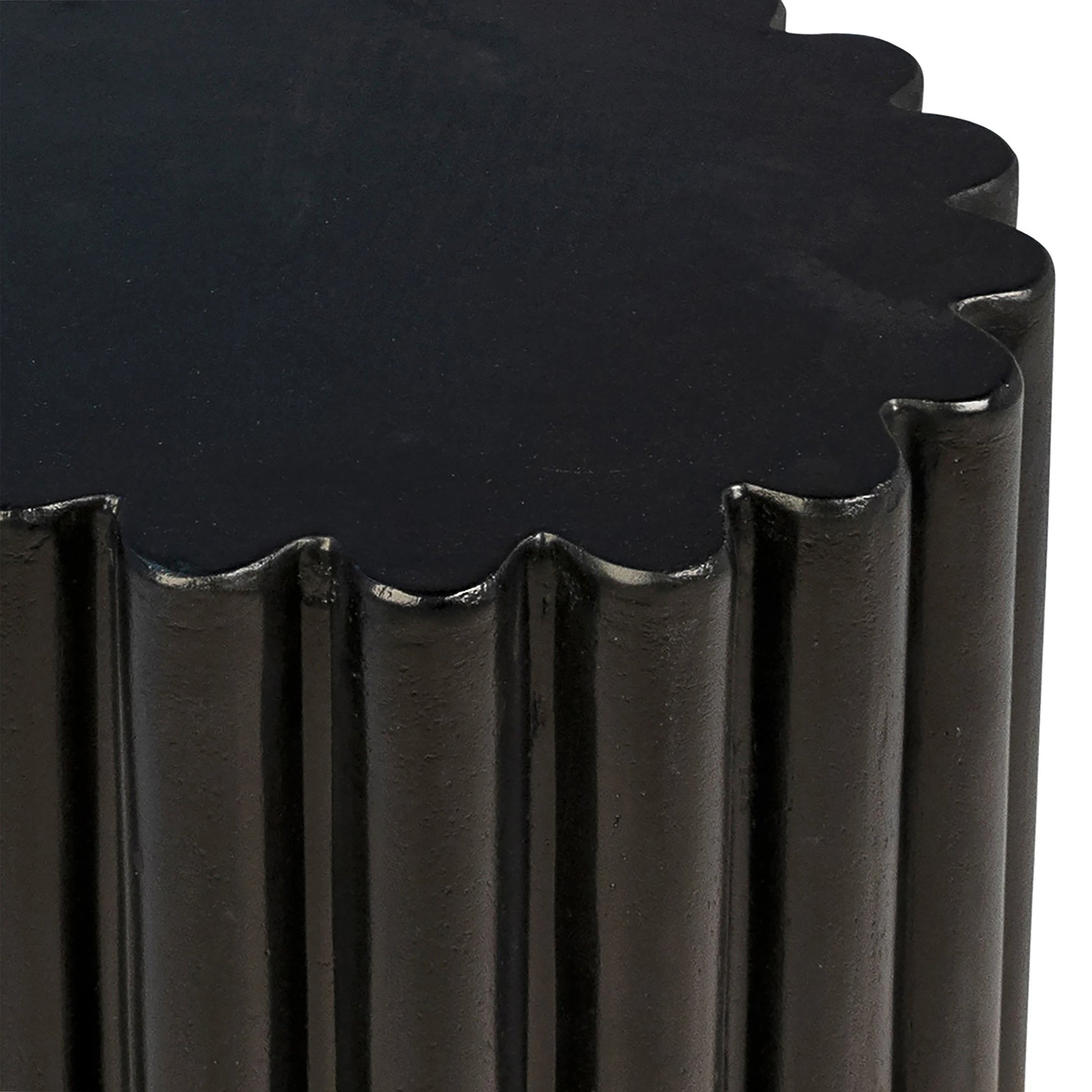 Ferrah Round Outdoor Concrete Side Table by Arch & Plane in black and antique black paint with acrylic sealed finish. Made from lightweight concrete in a modern style.