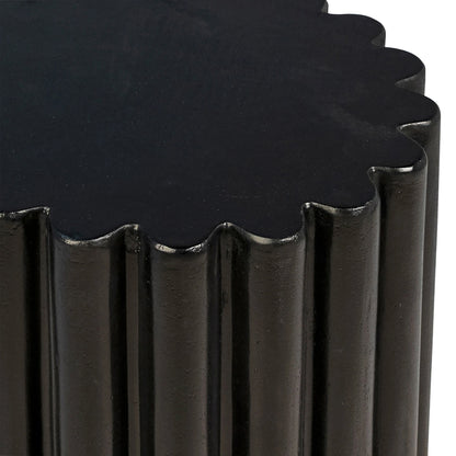 Ferrah Round Outdoor Concrete Side Table by Arch & Plane in black and antique black paint with acrylic sealed finish. Made from lightweight concrete in a modern style.