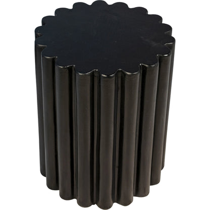 Ferrah Round Outdoor Concrete Side Table by Arch & Plane in black and antique black paint with acrylic sealed finish. Made from lightweight concrete in a modern style.