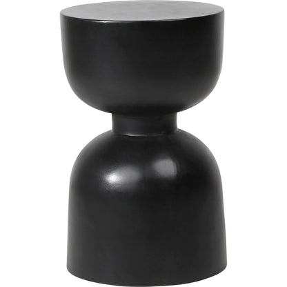 Riley Black Hourglass Outdoor Side Table by Arch & Plane in black and smooth black paint with acrylic sealed finish. Made from lightweight concrete in a modern style.