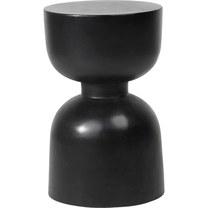 Riley Black Hourglass Outdoor Side Table by Arch & Plane in black and smooth black paint with acrylic sealed finish. Made from lightweight concrete in a modern style.