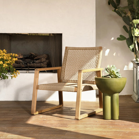 Rhett End Table by Arch & Plane in olive green. Made from concrete in a unique style.