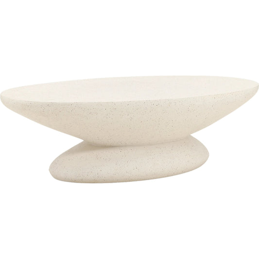 Jaela Coffee Table by Arch & Plane in ivory. Made from lightweight concrete terrazzo in a unique style.