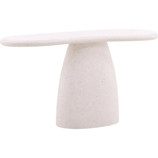 Eliseo Outdoor Console Table by Arch & Plane in ivory. Made from lightweight concrete terrazzo in a unique style.